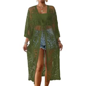 Bsubseach Kimonos for Women Lace Sexy Swimsuit Cover Ups Open Front Beach Robe Summer Cardigan