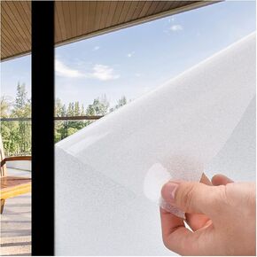 Coavas Window Privacy Film Frosted Glass Window Film Stained Glass Window Film Bathroom Window Frosting Film Day and Night Privacy Heat Blocking Non-Adhesive Window Covering for Home Office 17.5x78.7