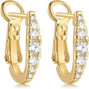 14K Gold Hoop Earrings Big Hoop Earrings Cubic Zirconia Earrings Large Gold Hoop Women’s Hoop Earring Small Gold Jewelry for Women Earrings 16 MM,25 MM