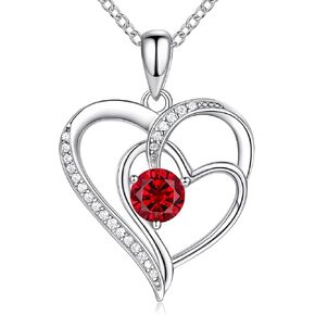 Birthstone Necklace for Women Jewelry, 18K White Gold Heart Necklace Sterling Silver Diamond Necklaces Jewelry Birthday Gifts for Women Wife