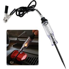 Test Light Automotive, 6V-12V-24V DC Car Circuit Voltage Continuity Tester, Steel Probe Electrical Fuse Short Circuit Current Tester with Alligator Clip, Car Accessories