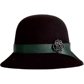 L'ouve Women Vintage Wool Felt Flowers Bucket Cloche Bowler Hat Church Wedding Dress Fascinator Hat Winter Felt Fedoras