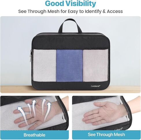 Cambond Double Sided Expandable Packing Cubes - Separate Clean and Dirty Clothes See Through Mesh Compression Packing Cubes for Travel, Efficient Packing Organizers for Road Trip, Cruise, Camping in Kuwait
