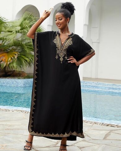 Kaftan Cover up for Women Maxi Beach Dresses Plus Size Caftan Loungewear African Muumuu Dress Lightweight Beachwear in Kuwait