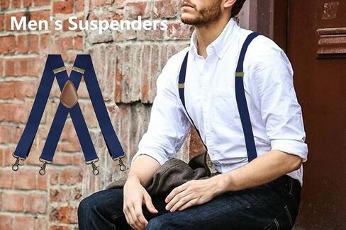 Heavy Duty Men's Suspenders with Hooks Wide Adjustable Elastic Work Suspenders Vintage X-back Suspenders for Men in Saudi Arabia