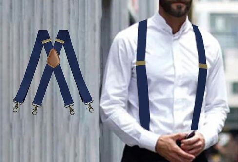 Heavy Duty Men's Suspenders with Hooks Wide Adjustable Elastic Work Suspenders Vintage X-back Suspenders for Men in Saudi Arabia