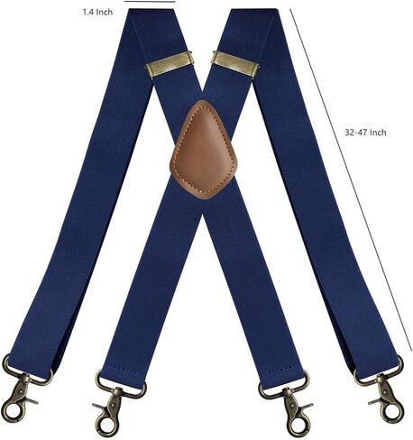 Heavy Duty Men's Suspenders with Hooks Wide Adjustable Elastic Work Suspenders Vintage X-back Suspenders for Men in Saudi Arabia