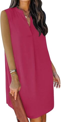 QACOHU 2024 Summer Dresses for Women Sleeveless Beach Floral Tshirt Sundress Casual Tank Dress S-2XL in Saudi Arabia
