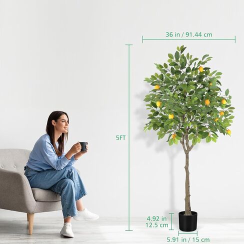 MARCH WIND Artificial Lemon Tree Plant, 6 Feet Tall, Bring Nature Indoors, Lifelike Decor for Living Room, Bedroom or Office in Saudi Arabia