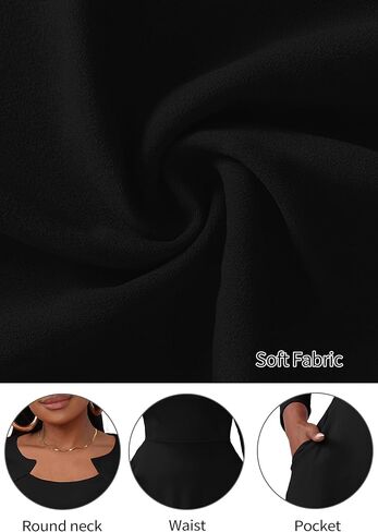 Runwind Plus Size Dresses Women Fit and Flare Church Cocktail A Line Wedding Guest Midi Dress Long Sleeve with Pockets in Saudi Arabia