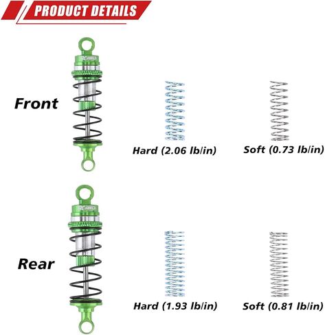 صدمة أمامية وخلفية من سبيكة RCAWD لـ Losi 1/16 Mini-B 1/18 Mini-T سلسلة الصدمات ترقيات الجزء الأحمر in Saudi Arabia