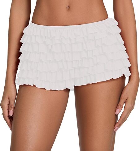 Women Lolita Bloomers Cute Pumpkin Pants Bottom Mini Shorts Ruffle Lace Shorts Y2k Sweet Layered Bottoms in Saudi Arabia