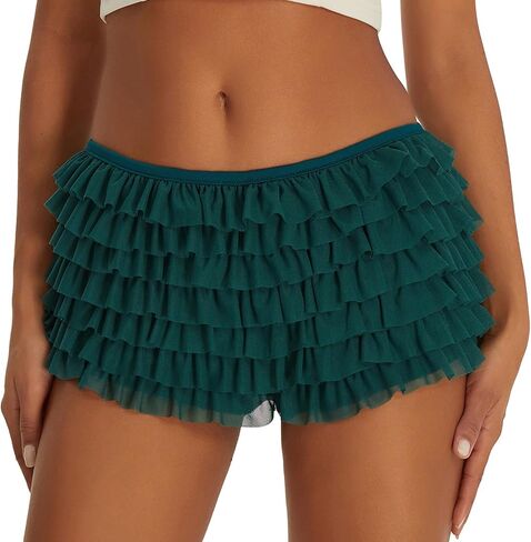 Women Lolita Bloomers Cute Pumpkin Pants Bottom Mini Shorts Ruffle Lace Shorts Y2k Sweet Layered Bottoms in Saudi Arabia