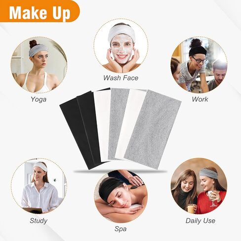 6 Pack Wide Headbands for Women, Cotton Stretchy Headband for Women Non Slip Sports Head Bands for Women's Hair (Black, White, Gray) in Kuwait
