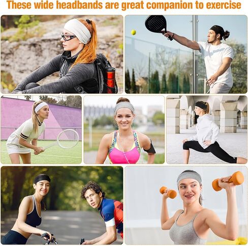6 Pack Wide Headbands for Women, Cotton Stretchy Headband for Women Non Slip Sports Head Bands for Women's Hair (Black, White, Gray) in Kuwait