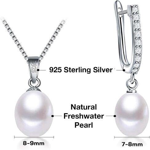 HENGSHENG Freshwater Genuine Pearl Jewelry Set Pearl Pendant Necklace&Pearl Earrings Set Zircon Dangle Drop Earrings Wedding Gift in Saudi Arabia
