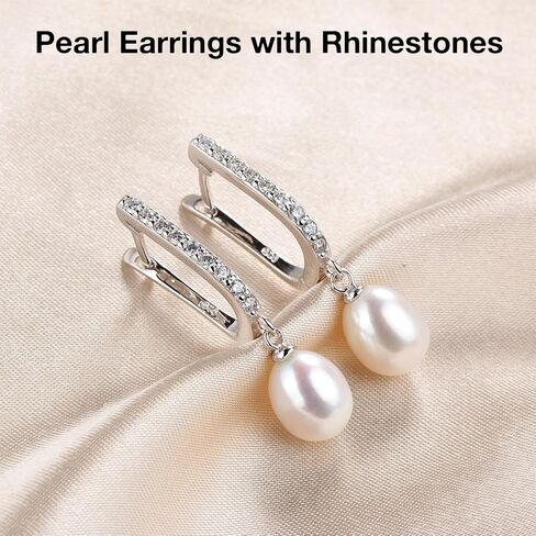 HENGSHENG Freshwater Genuine Pearl Jewelry Set Pearl Pendant Necklace&Pearl Earrings Set Zircon Dangle Drop Earrings Wedding Gift in Saudi Arabia