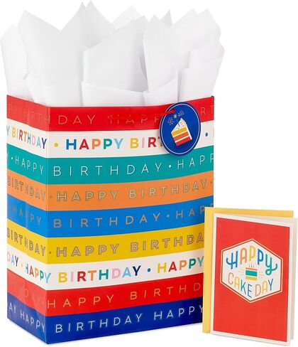 Hallmark Wrap 13" Large Gift Bag with Tissue Paper and Birthday Card, 135, Teal, Blue, Red in Saudi Arabia