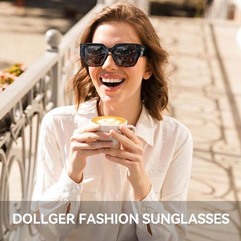 Dollger Big Trendy Square Cat Eye Sunglasses for Women Fashion Cool Stylish Retro Designer Sun Glasses UV400 Protection in Kuwait