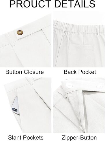 Runcati Mens Casual Linen Pants Pleated Elastic Waist Lightweight Cotton Trousers Summer Beach Yoga Pants with Pockets in Kuwait