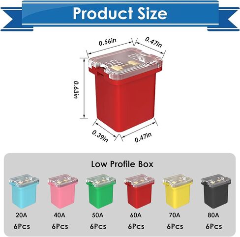 250Pcs Car Fuse Assortment Kit 5A 7.5A 10A 15A 20A 25A 30A Standard & Mini Car Blade Fuses 20A 30A 40A 50A 60A Low and Tall/STD Profile Box Shaped Automotive Fuse for Cars, Trucks and SUV, Boat in Saudi Arabia