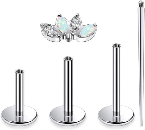 16G G23 Titanium Tragus Conch Helix Piercing Jewelry Internally Threaded Flat Back Cartilage Earrings Forward Helix Earrings Medusa Labret Piercing Jewelry for Women Men Silver 6MM 8MM 10MM in Kuwait