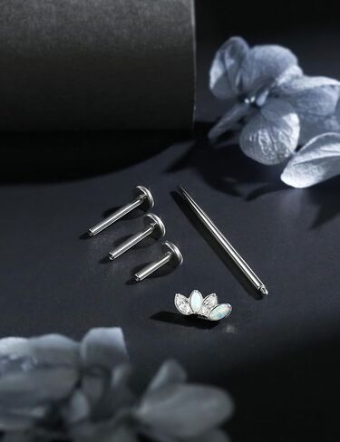 16G G23 Titanium Tragus Conch Helix Piercing Jewelry Internally Threaded Flat Back Cartilage Earrings Forward Helix Earrings Medusa Labret Piercing Jewelry for Women Men Silver 6MM 8MM 10MM in Kuwait