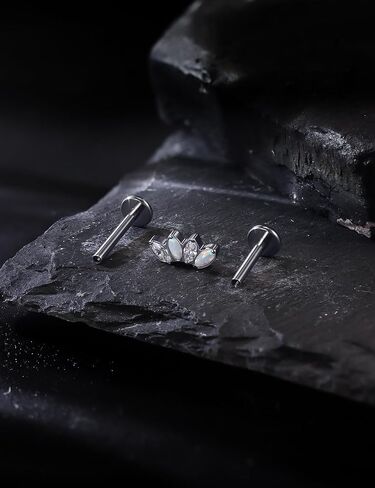 16G G23 Titanium Tragus Conch Helix Piercing Jewelry Internally Threaded Flat Back Cartilage Earrings Forward Helix Earrings Medusa Labret Piercing Jewelry for Women Men Silver 6MM 8MM 10MM in Kuwait