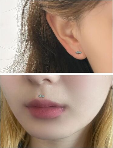 16G G23 Titanium Tragus Conch Helix Piercing Jewelry Internally Threaded Flat Back Cartilage Earrings Forward Helix Earrings Medusa Labret Piercing Jewelry for Women Men Silver 6MM 8MM 10MM in Kuwait