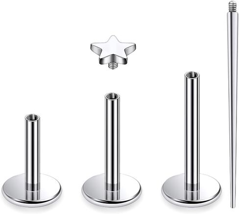 16G G23 Titanium Tragus Conch Helix Piercing Jewelry Internally Threaded Flat Back Cartilage Earrings Forward Helix Earrings Medusa Labret Piercing Jewelry for Women Men Silver 6MM 8MM 10MM in Kuwait