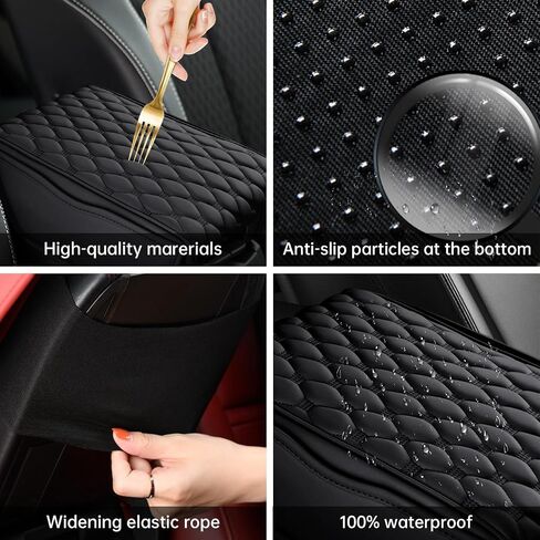 Hight Increased Car Console Cover, Leather Armrest Cover, 2.17in Memory Foam Cushion with 2 Storage Bags, Universal Fit, Car Interior Accessories Protector for Most Vehicle (Black) in Saudi Arabia
