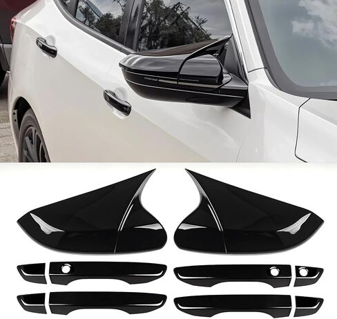 2pcs Side Mirror Cover Cap&4pcs Door Handle Covers Compatible with Honda Civic 2016 2017 2018 2019 2020 2021,10th Gen Civic Exterior Accessories Kit in Saudi Arabia