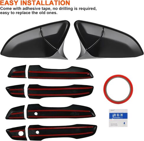 2pcs Side Mirror Cover Cap&4pcs Door Handle Covers Compatible with Honda Civic 2016 2017 2018 2019 2020 2021,10th Gen Civic Exterior Accessories Kit in Saudi Arabia