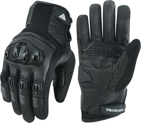 Goatskin Leather Motorcycle Gloves, Riding, Touring, Cruising, Biker, Palm Protection Slider Motorbike Gloves for Men and Women in Saudi Arabia