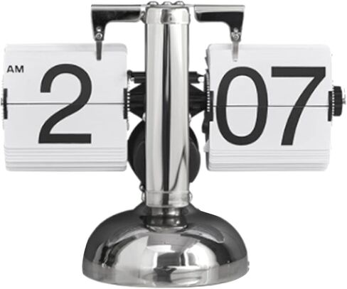 Digital Flip Down Clock Retro Minimalist Single Foot Mechanical Desk Clock Auto Flip Clock for Home Livingroom Black (White) in Saudi Arabia