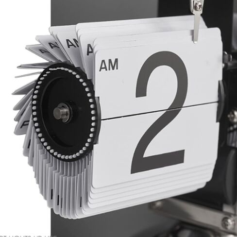 Digital Flip Down Clock Retro Minimalist Single Foot Mechanical Desk Clock Auto Flip Clock for Home Livingroom Black (White) in Saudi Arabia