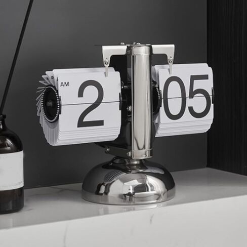 Digital Flip Down Clock Retro Minimalist Single Foot Mechanical Desk Clock Auto Flip Clock for Home Livingroom Black (White) in Saudi Arabia