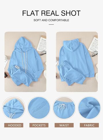 طقم تمرين نسائي من TOLENY مكون من قطعتين، سويت شيرت بقلنسوة وسراويل طويلة للركض، ملابس رياضية in Kuwait