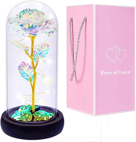 for Her,Romantic Valentine Gifts for Women Wife Mom Girlfriend Pink Rose Gift Love Led Galaxy Rose in Glass Dome, Ideas Gifts for Mother's Day,Birthday,Anniversary in Saudi Arabia