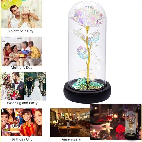 for Her,Romantic Valentine Gifts for Women Wife Mom Girlfriend Pink Rose Gift Love Led Galaxy Rose in Glass Dome, Ideas Gifts for Mother's Day,Birthday,Anniversary in Saudi Arabia