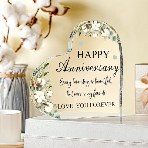 Happy Anniversary Cardinal Gift for Women Anniversary Wedding Gifts Anniversary Acrylic Valentines Day Gifts for Her Him Couple Wife Husband Girlfriend Boyfriend (Cotton Style) in Saudi Arabia