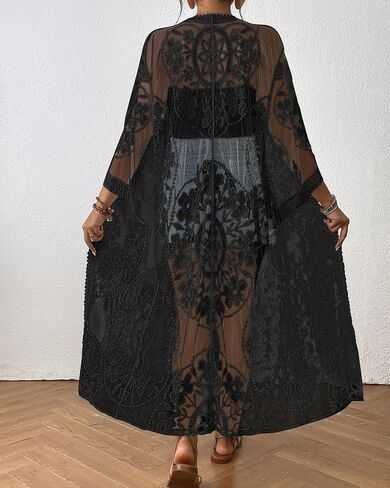 Bsubseach Kimonos for Women Lace Sexy Swimsuit Cover Ups Open Front Beach Robe Summer Cardigan in Kuwait