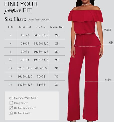 Hybrid & Company Women's Lightweight Off Shoulder Jumpsuit – Stretchy Wide Leg Romper – Casual to Formal One Piece Outfit in Kuwait