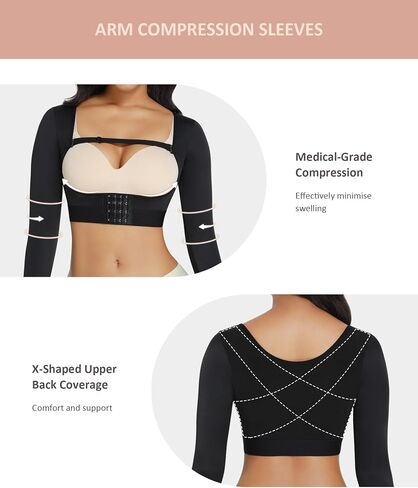 FeelinGirl Arm Shaper for Women Post Surgery Arm Lipo Compression Sleeves Slimming Arm Front Closure Shapewear Open Bust in Kuwait
