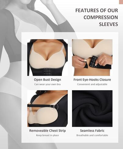 FeelinGirl Arm Shaper for Women Post Surgery Arm Lipo Compression Sleeves Slimming Arm Front Closure Shapewear Open Bust in Kuwait