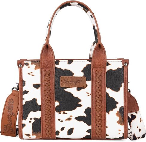 Wrangler Cow Print Tote Bag for Women Western Purse Boho Top Handle Satchel Handbag with Signature Strap in Kuwait