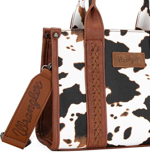 Wrangler Cow Print Tote Bag for Women Western Purse Boho Top Handle Satchel Handbag with Signature Strap in Kuwait