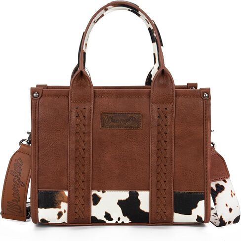 Wrangler Cow Print Tote Bag for Women Western Purse Boho Top Handle Satchel Handbag with Signature Strap in Kuwait