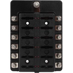SCITOO 12 Way Fuse Box Blade with Cover Fuse Box Block with LED Indicator for 12-32V DC Automobile Boat Truck Bus Marine