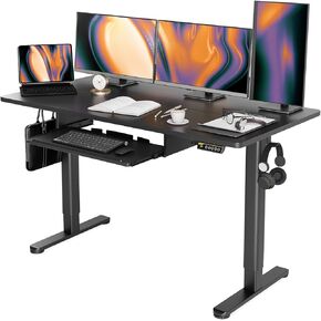 Claiks Standing Desk with Keyboard Tray, Standing Desk Adjustable Height, Raising Desks for Home Office and Computer Workstation, 48 Inches, Rustic Brown